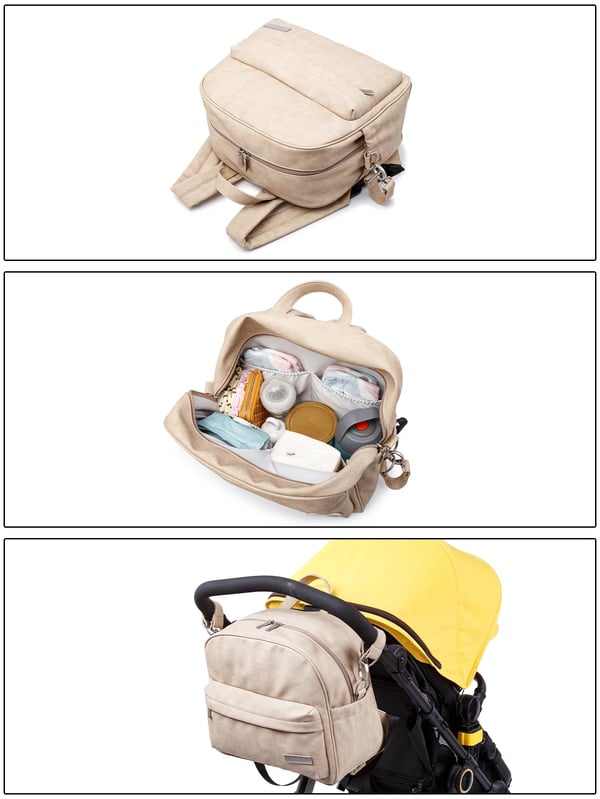 Custom Soboba PU Leather Nappy Bag Solid Fashion Baby Backpack - Image 4