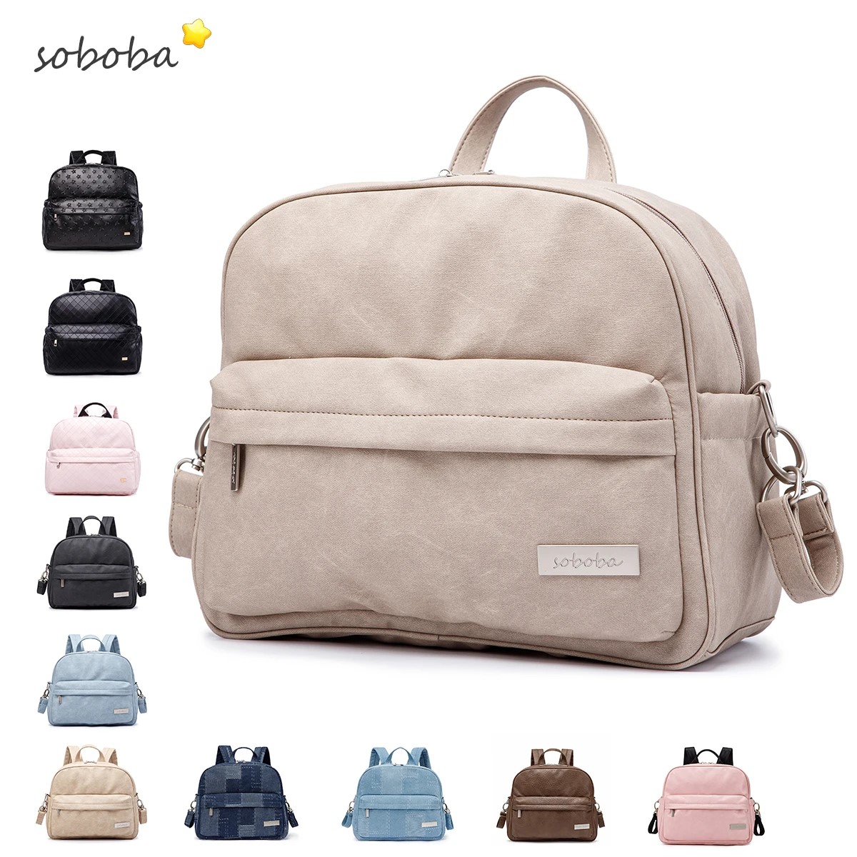 Custom Soboba PU Leather Nappy Bag