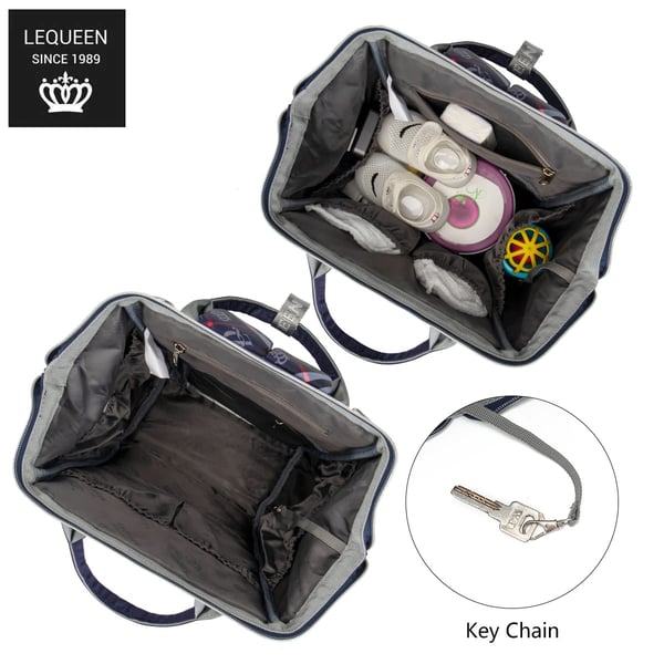 Custom LEQUEEN Twill Diaper Bag for Baby Essentials with Stylish Crown - print Design - Image 7