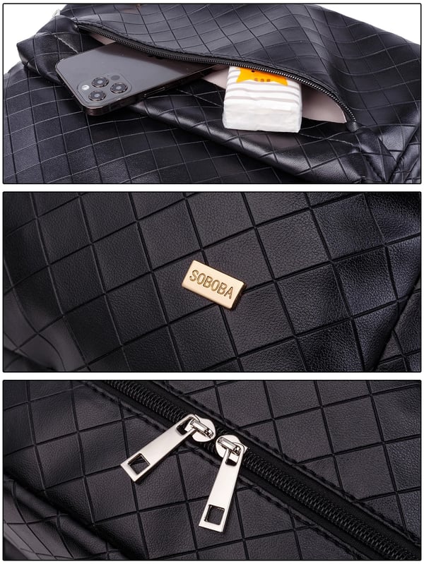 Custom Soboba PU Leather Nappy Bag Solid Fashion Baby Backpack - Image 6