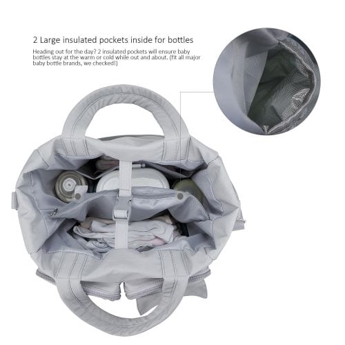 Fashion Light Grey Diaper Bag with Diaper Pad Bags Wholesale 8 Diaper Bag with Diaper Pad and Extended Shoulder Strap Backpack Baby Care Solid