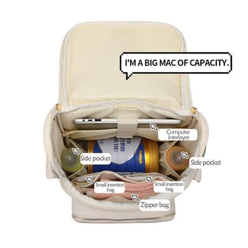 Leather Nappy Backpack with Removable Insulation Pouch 10 pu leather diaper backpack with removable Insulation bags