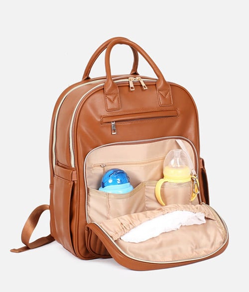 Custom Bags High End Tassel Leather Diaper Backpack 8 PU Leather Diaper Bag For New Mom And Dad