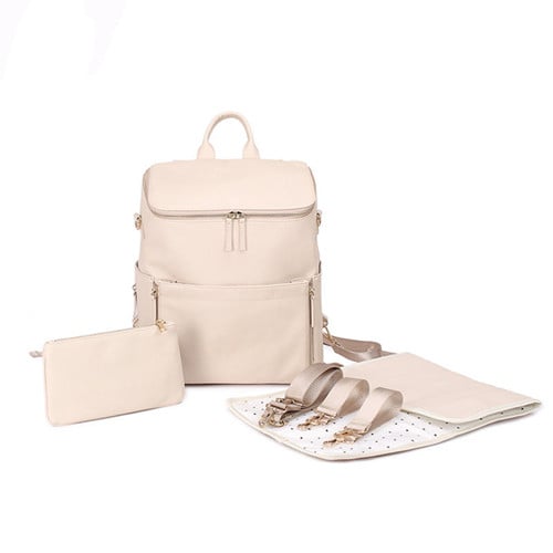 Custom 4PCS PU diaper backpack with Dot Lining