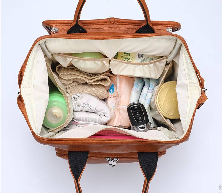 PU leather maternity bag backpack with changing pad customize logo 10 PU Backpack Baby Bag Maternity Nappy Bag