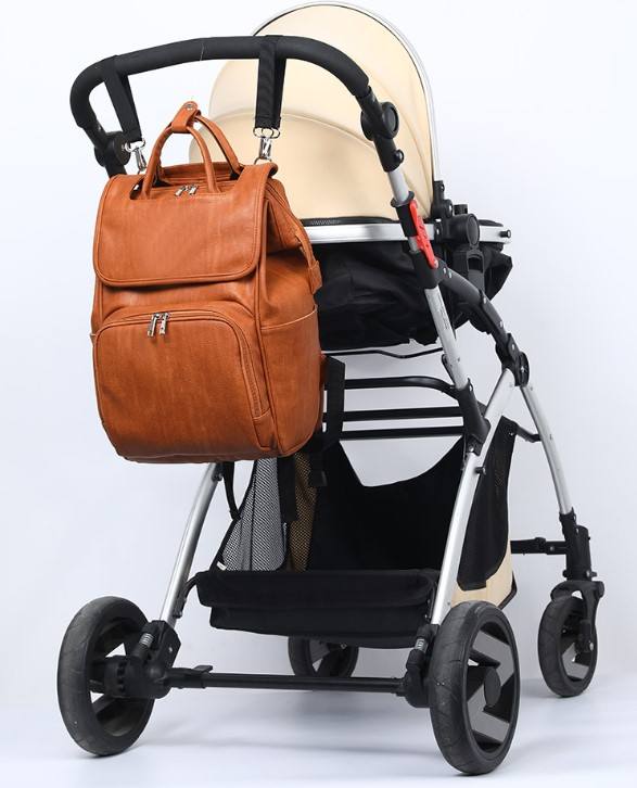 PU leather maternity bag backpack with changing pad customize logo 12 2023062107550358 2