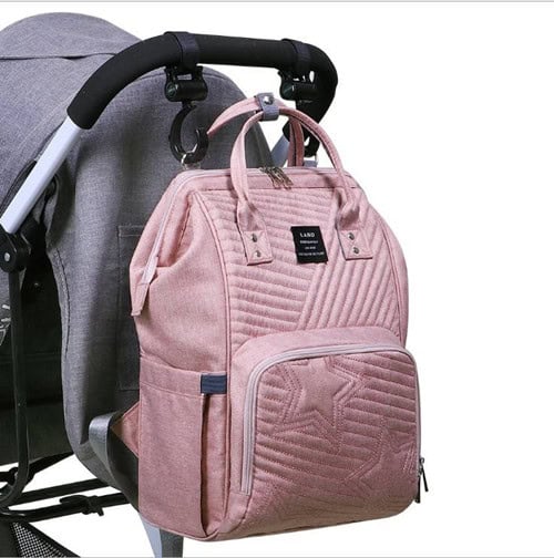 LAND Pink Oxford USB Diaper Backpack Diaper Bag Factory 8 Customized LAND pink Oxford Fabric Diaper Bag with usb and stroller hooks