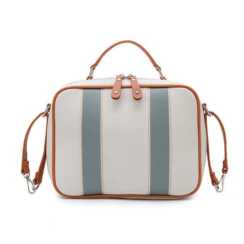 Sling Bottle Bag Canvas Color-Blocking Spacious Travel Bag