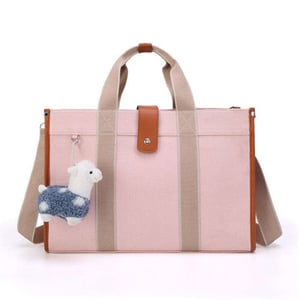 Diaper Tote Bag Canvas Color-Blocking Spacious Travel Bag