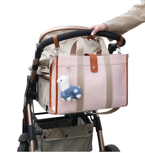 Diaper Tote Bag Canvas Color-Blocking Spacious Travel Bag 8 Diaper Tote Bag Canvas Color-Blocking Spacious Travel Bag
