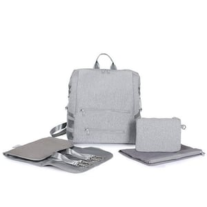 Grey Neoprene Tote Diaper Bag with Wet Bag and Makeup Bag