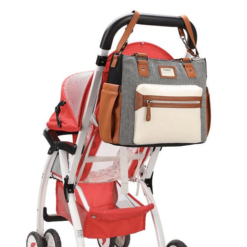 New Canvas Diaper Tote Color - Block Fashion Nappy Bag 8 OEM grey Oxford baby Tote diaper bag with Cart hook