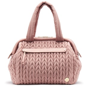 Pink Nylon Braid Embroidery Tote Diaper Bag
