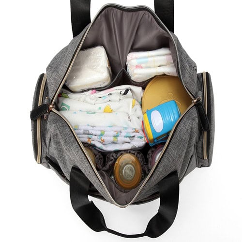 gray waterproof Oxford Handheld Crossbody Diaper Bag with Soak bag