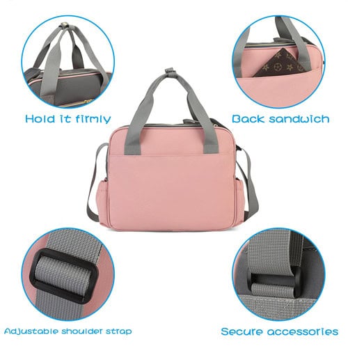 Lequeen Crossbody Tote Wholesale Diaper Bag Supplier 9 Lequeen pink Oxford cloth Handheld Crossbody Diaper Bag maker