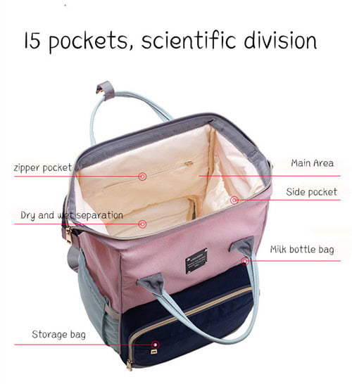 Le queen pink grey Oxford Mommy bag for go out to travel supplier