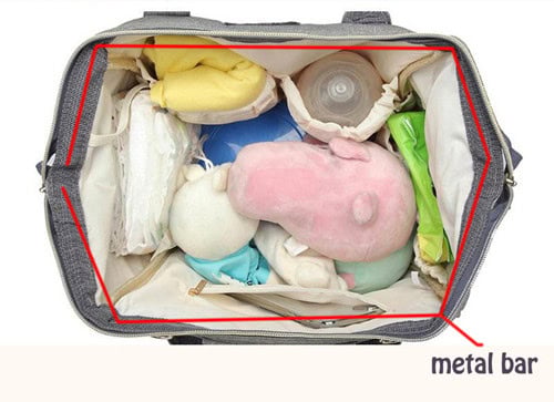 LEQUEEN Beige red Waterproof Oxford diaper backpack with Baby bottle bag and USB