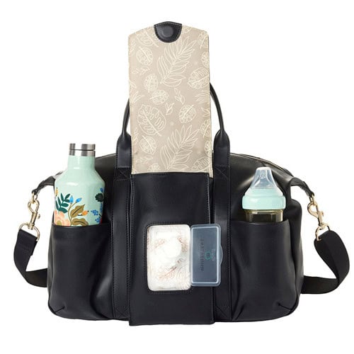 custom Brown leather diaper tote bag for women
