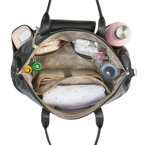 custom Brown leather diaper tote bag for women