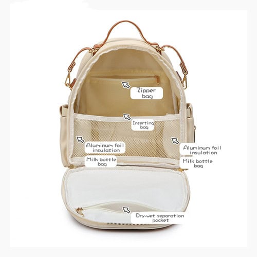 PU Leather Mommy Nappy Bag Portable Baby Bottle Backpack Travel