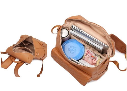 Custom pu diaper Bags for Mom and Dad Vegan Leather Changing Bags with Makeup Bag