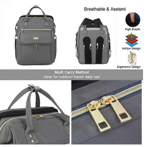 lequeen gray Oxford diaper bag backpack foldable baby bed wholesaler