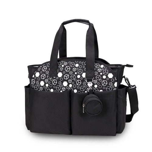 Geometric Print Portable Crossbody Bag Diaper Bag Supplier 14 Black Oxford geometric print portable crossbody diaper bag with Pacifier Bag