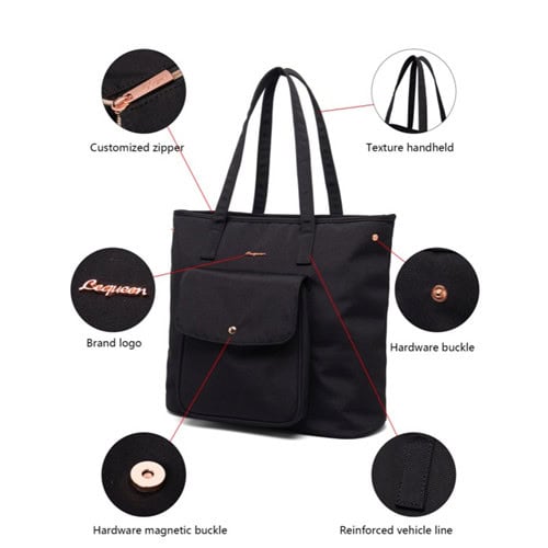 Oxford Tote Lequeen Maternity Bag with Front Pocket 9 Dark Colored