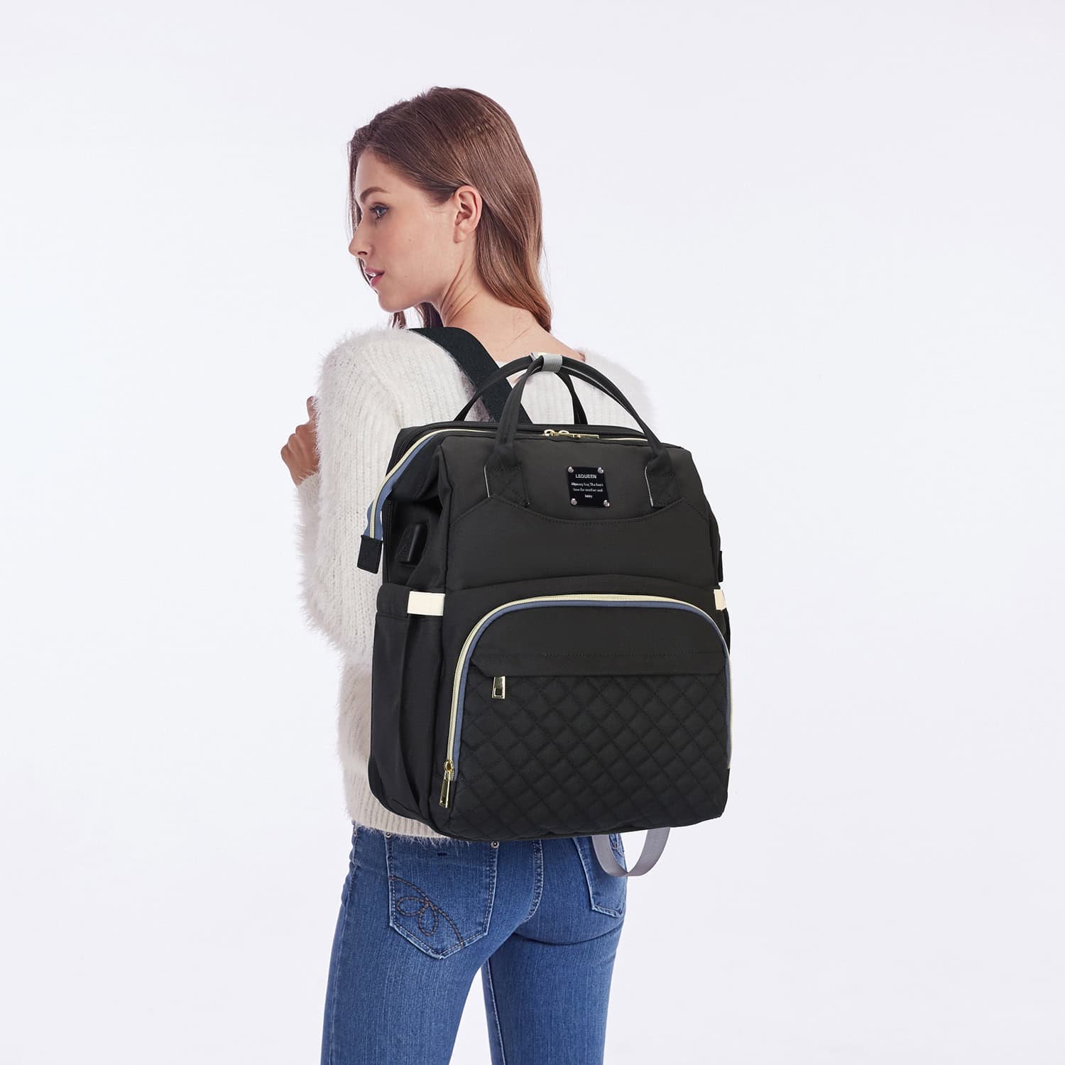 Lequeen Foldable Diaper Bag Bed wholesale bag manufacturers 15 le queen black Oxford diaper bag folding bed factory