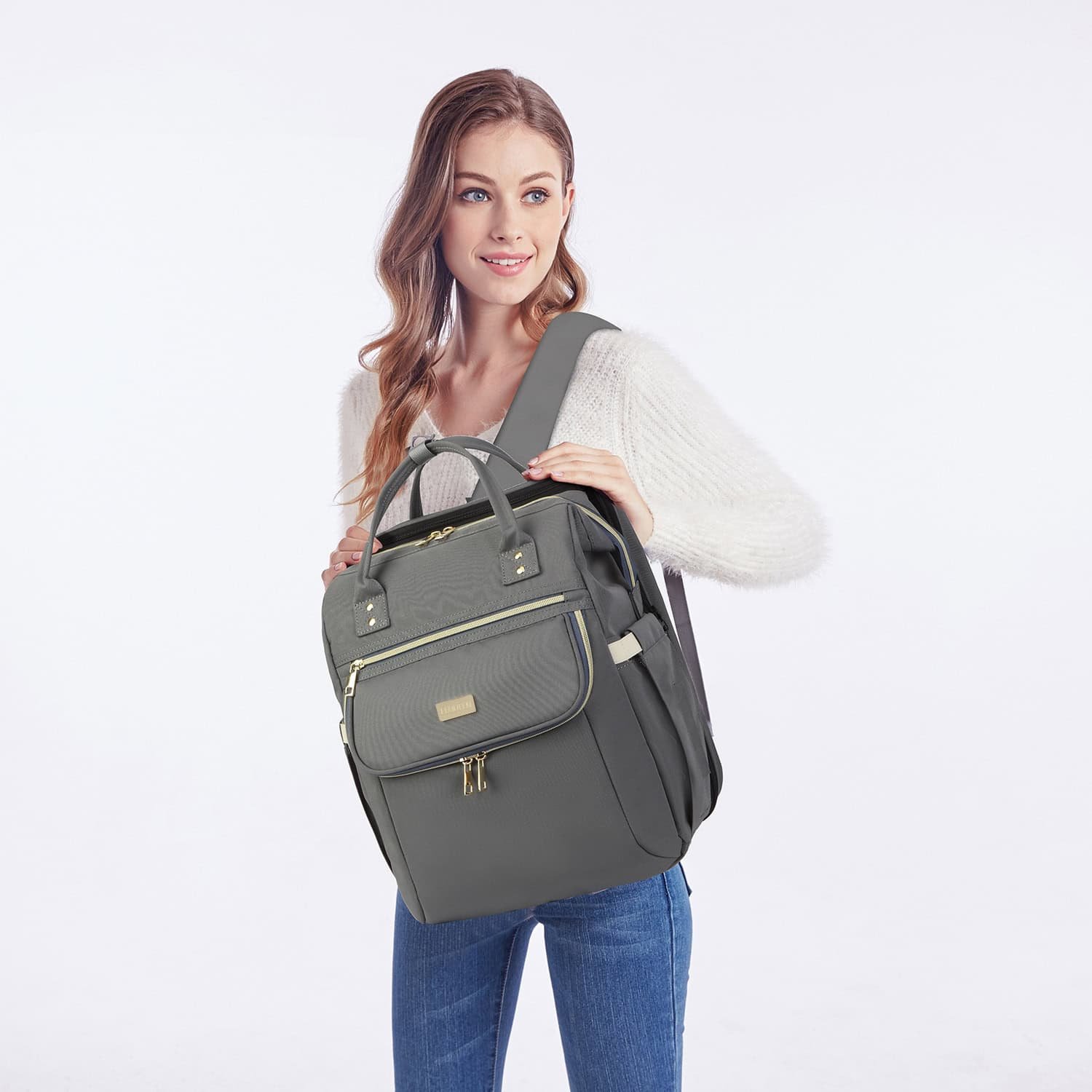 lequeen gray Oxford diaper bag backpack foldable baby bed wholesaler