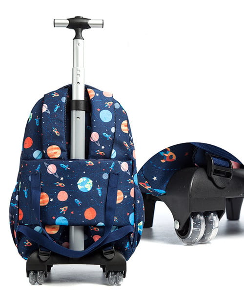 Pink Polyester Cute Cartoon Unicorn Trolley School Bag