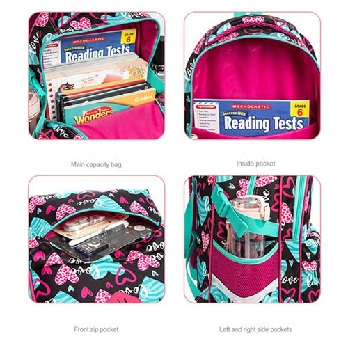 Gradient Color Polyester 3-Piece Kids Trolley School Bag