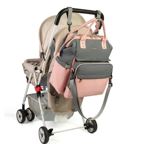 Lequeen Pink Diaper Bag Multifunctional Baby Detachable Bag Set