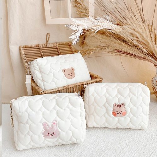 Cotton Heart Embroidery Diaper Bag for Traveling with Baby