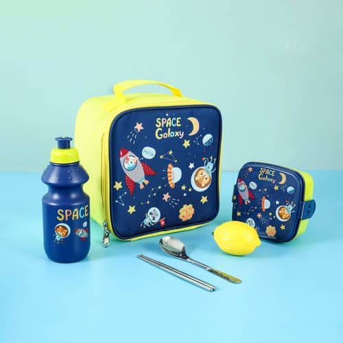3-Piece Thermal Tableware Set Cartoon School Essentials 