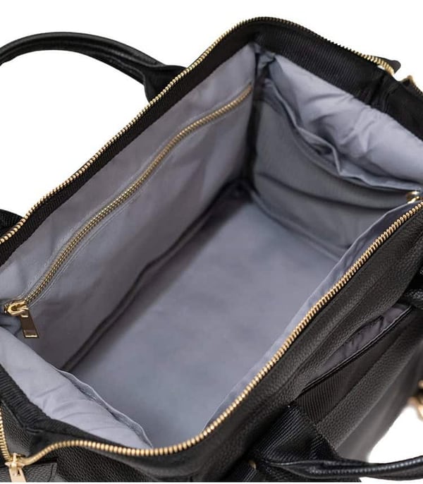 Black PU Diaper Backpack Capacious Multi-Compartment Bag 6 Black PU Diaper Backpack Capacious Multi-Compartment Bag - Image 5