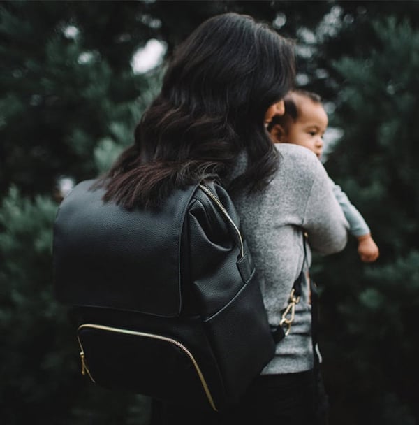 Black PU Diaper Backpack Capacious Multi-Compartment Bag 8 Black PU Diaper Backpack Capacious Multi-Compartment Bag - Image 7
