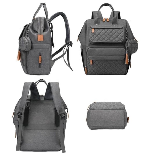Diamond-Quilted Portable Backpack Multifunctional Diaper Bag 5 Diamond-Quilted Portable Backpack Multifunctional Diaper Bag - Image 4
