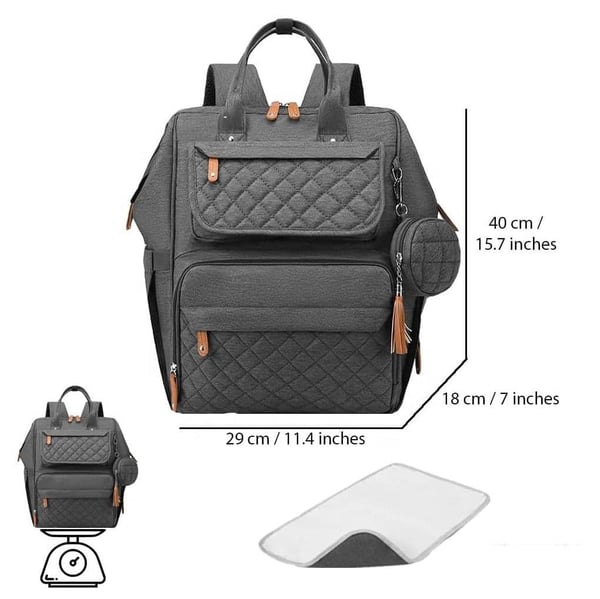 Diamond-Quilted Portable Backpack Multifunctional Diaper Bag 4 Diamond-Quilted Portable Backpack Multifunctional Diaper Bag - Image 3