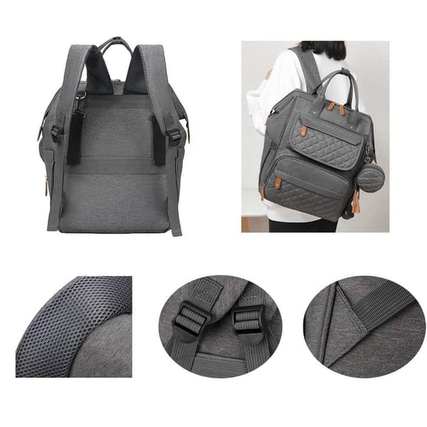 Diamond-Quilted Portable Backpack Multifunctional Diaper Bag 8 Diamond-Quilted Portable Backpack Multifunctional Diaper Bag - Image 7