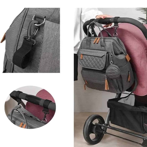 Diamond-Quilted Portable Backpack Multifunctional Diaper Bag 6 Diamond-Quilted Portable Backpack Multifunctional Diaper Bag - Image 5