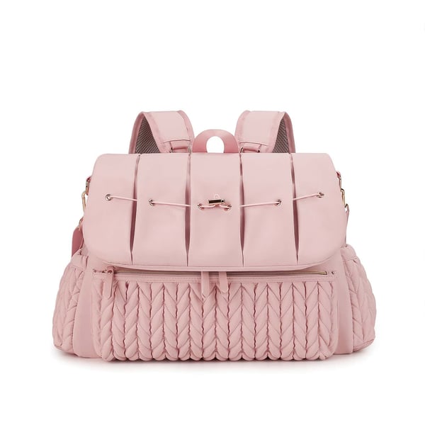 Macaron Quilted Diaper Backpack Stylish & Versatile Mom Bag 8 Macaron Quilted Diaper Backpack Stylish & Versatile Mom Bag - Image 7