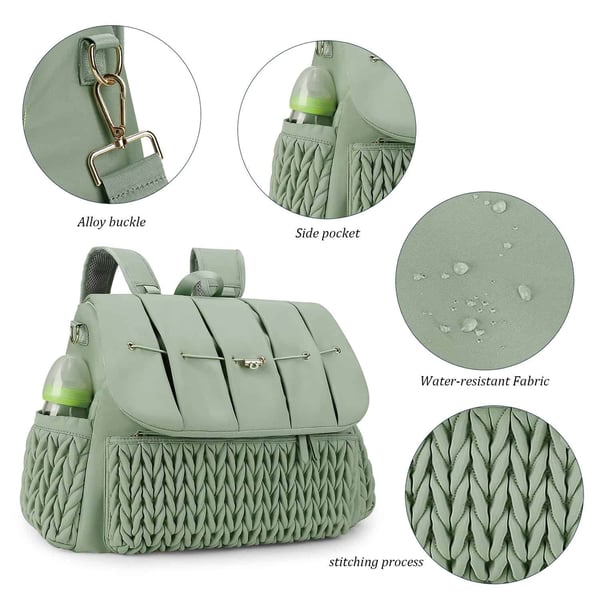 Macaron Quilted Diaper Backpack Stylish & Versatile Mom Bag 4 Macaron Quilted Diaper Backpack Stylish & Versatile Mom Bag - Image 3
