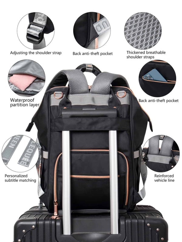 Baby Essentials Lequeen Diaper Backpack Waterproof Mom Bag 8 Baby Essentials Lequeen Diaper Backpack Waterproof Mom Bag - Image 7