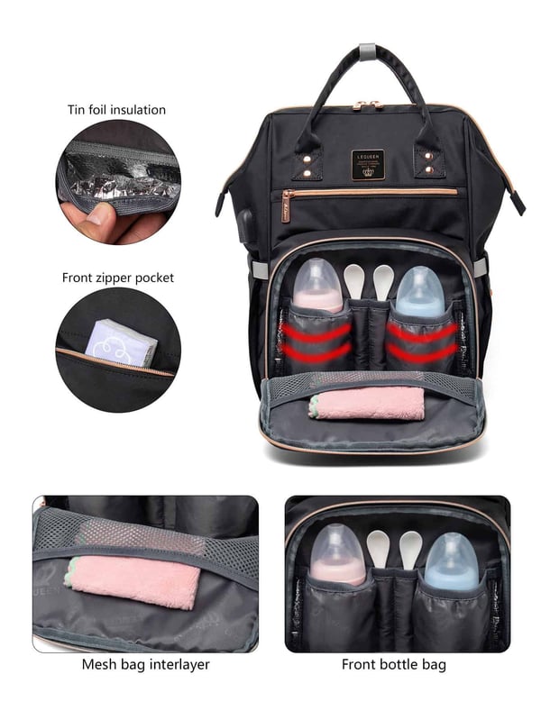 Baby Essentials Lequeen Diaper Backpack Waterproof Mom Bag 4 Baby Essentials Lequeen Diaper Backpack Waterproof Mom Bag - Image 3