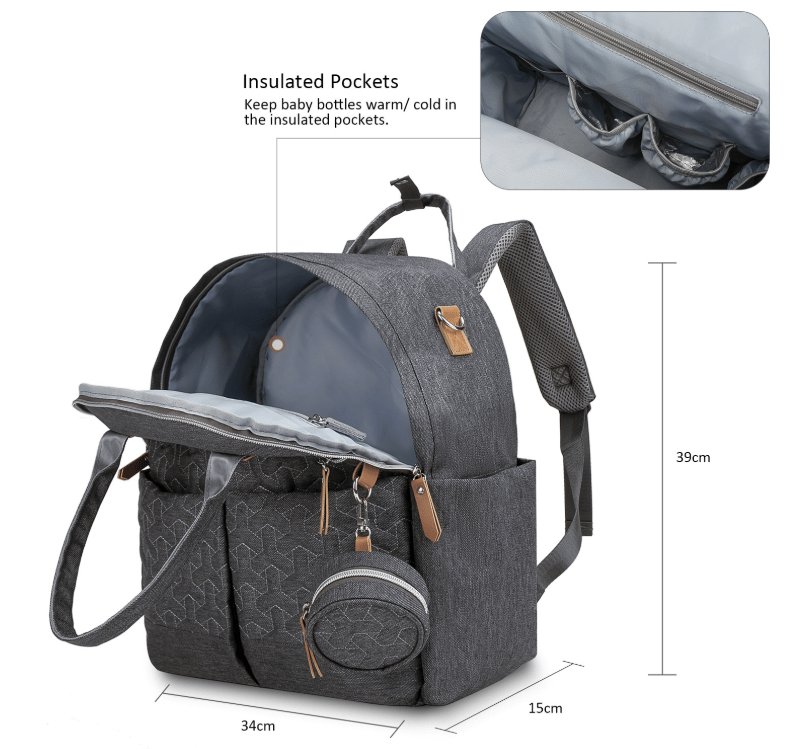Embossed Black Mommy Bag Waterproof Diaper Backpack 10 1748940314599 2