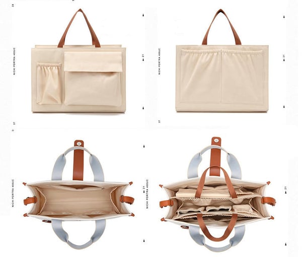 Diaper Tote Bag Canvas Color-Blocking Spacious Travel Bag 4 Diaper Tote Bag Canvas Color-Blocking Spacious Travel Bag - Image 3