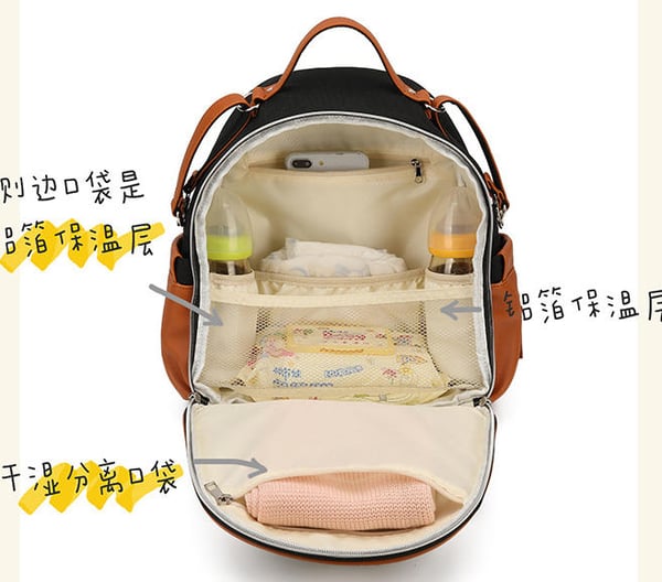 Light Grey Canvas Diaper Backpack Mini Plus French Style 4 Light Grey Canvas Diaper Backpack Mini Plus French Style - Image 3