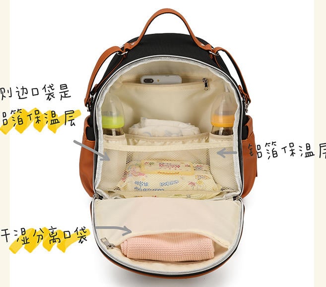 Light Grey Canvas Diaper Backpack Mini Plus French Style 9 4 2