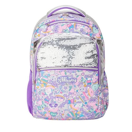 Purple Sequined Cartoon Bag Super Baby Print School Backpack